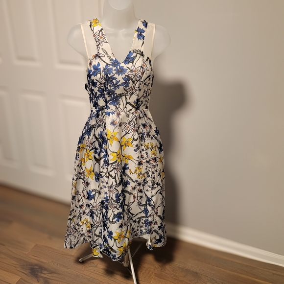 Whistles Bluebell Print Organza Dress Size 0 - Picture 3 of 9